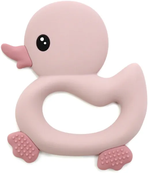 Bitring med anka och taktila ytor, ljusrosa