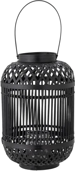 BLOOMINGVILLE Tilla Lykta med Glas, Svart, Bambus