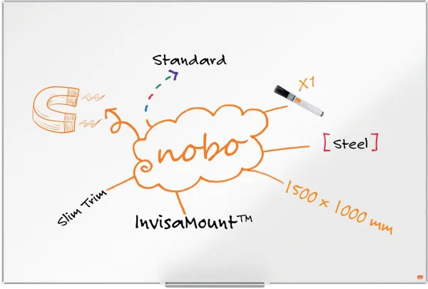 Nobo Impression Pro stål whiteboard 150x100cm vit